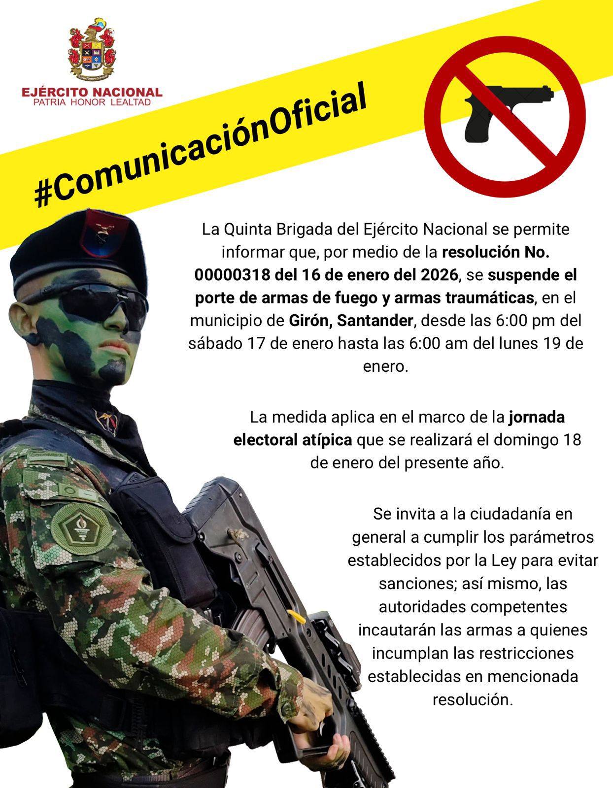 Comunicación Oficial Quinta Brigada Ejercito Nacional