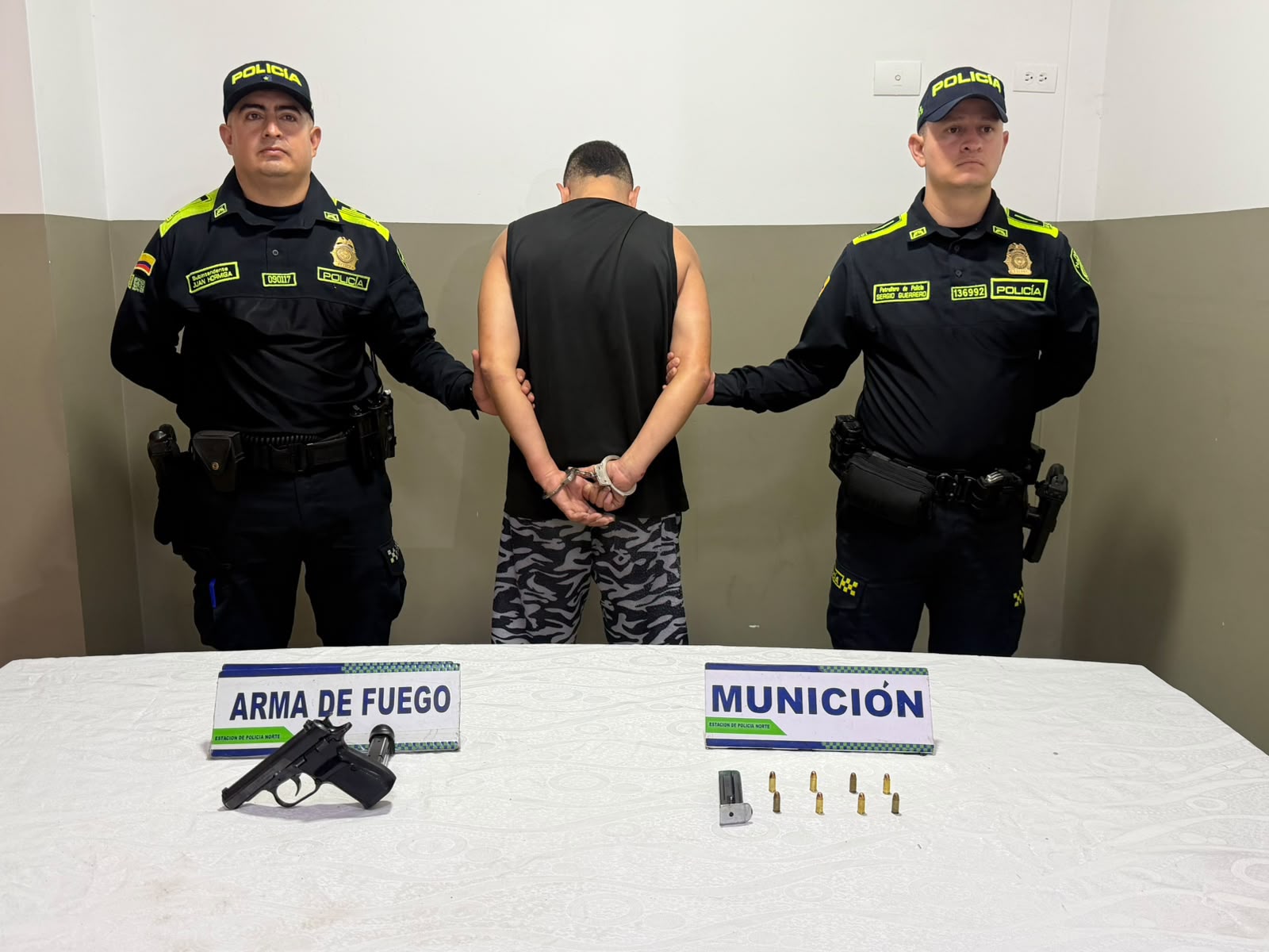 CAPTURADO CON UNA PISTOLA Y OCHO CARTUCHOS EN EL NORTE DE BUCARAMANGA