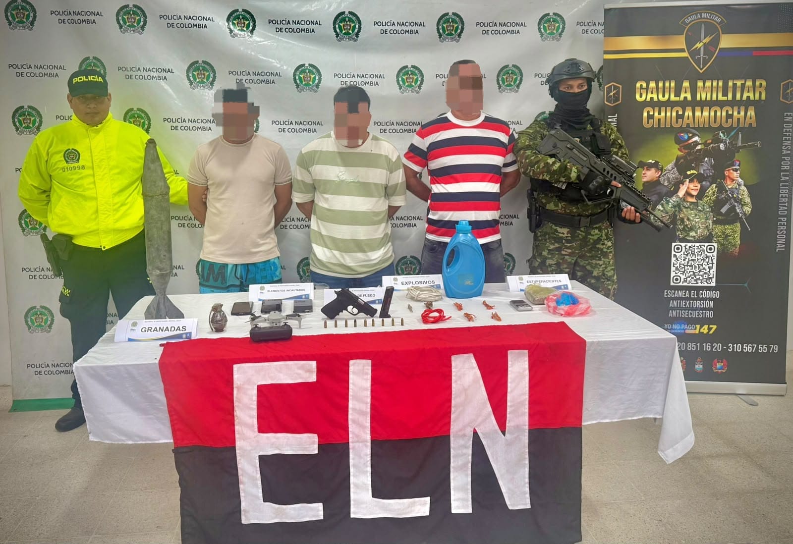 Capturado alias el Compita, presunto operador de drones del ELN, señalado de participar en ataques contra la Fuerza Pública en el sur del Cesar