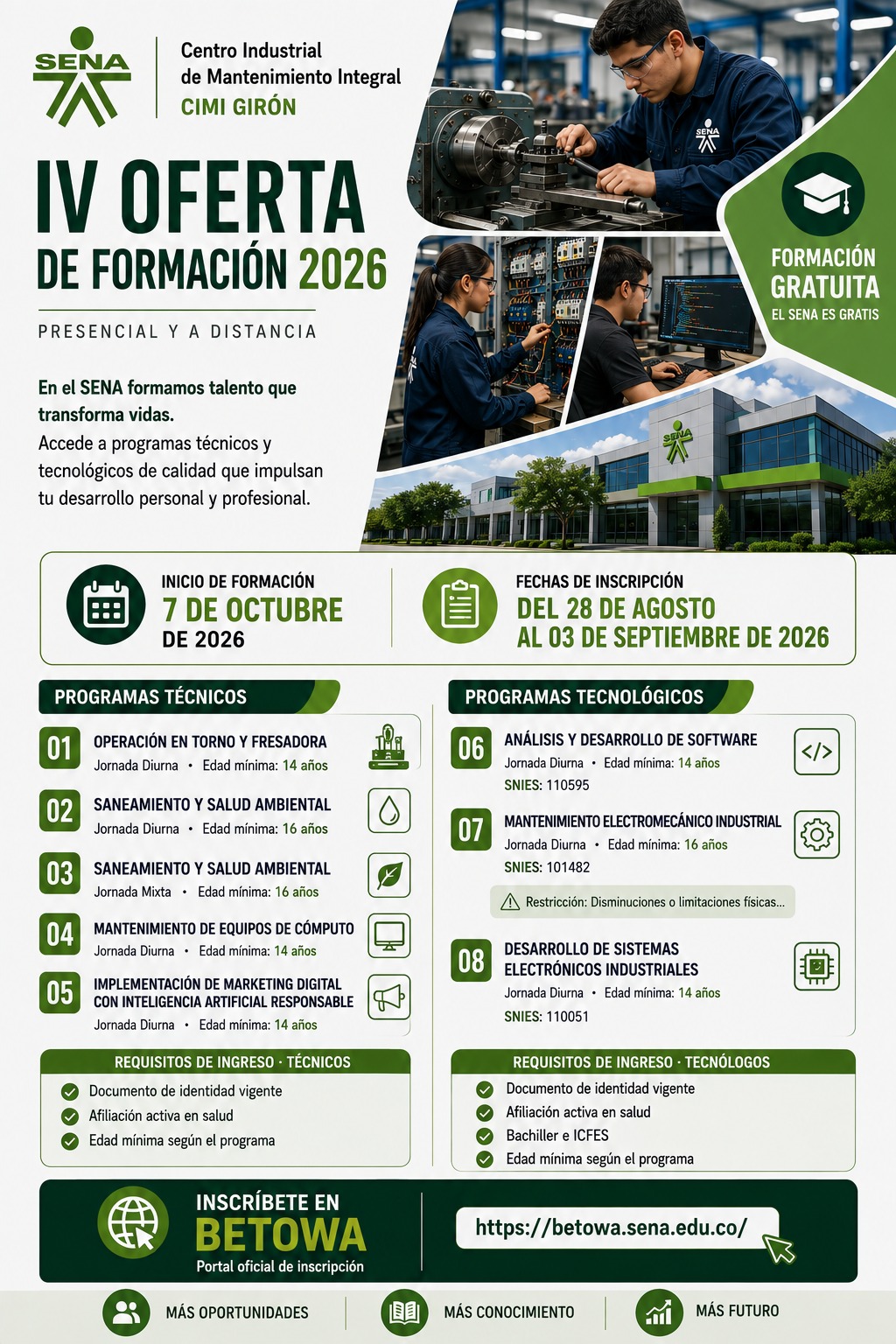 Cuarta Oferta Presencial del año 2026 con el SENA en Santander.